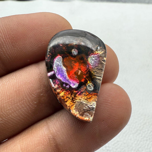 Dico Glass Gemstone Cabochon: Multi-Color Fancy Stone, 26x17x7 mm