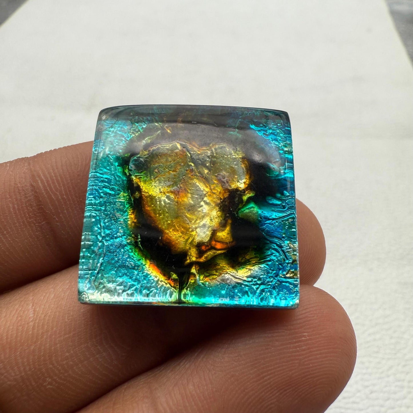 Multicolor Gemstone For Jewelry Making- Dico Glass Square Cabochon (25x25x7 mm)