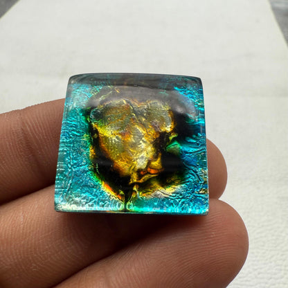 Multicolor Gemstone For Jewelry Making- Dico Glass Square Cabochon (25x25x7 mm)