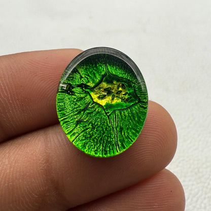 Multicolor Dico Glass Oval Cabochon, 20x16x6 mm, 18.2 Cts., Loose Gemstone for Jewelry Making