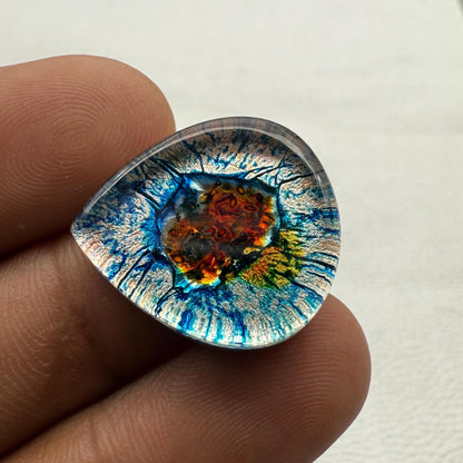 Multi-Color Cabochon, Dico Glass Cabochon Gemstone For Making Jewelry (22x20x6 mm- 21.7 Cts)