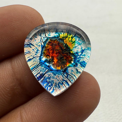 Multi-Color Cabochon, Dico Glass Cabochon Gemstone For Making Jewelry (22x20x6 mm- 21.7 Cts)