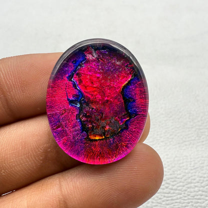 Oval Dico Glass Cabochon: Multi-Color Gemstone for Making Jewelry, (30x24x7 mm, 39.8 Cts