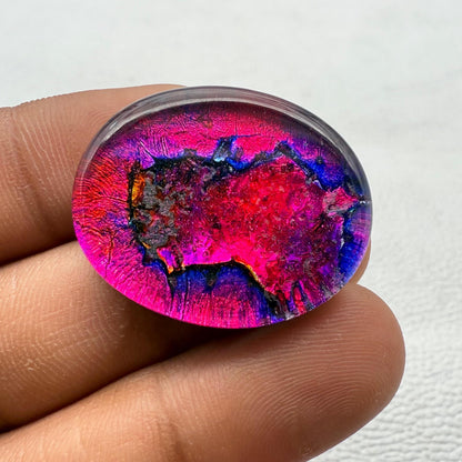 Oval Dico Glass Cabochon: Multi-Color Gemstone for Making Jewelry, (30x24x7 mm, 39.8 Cts