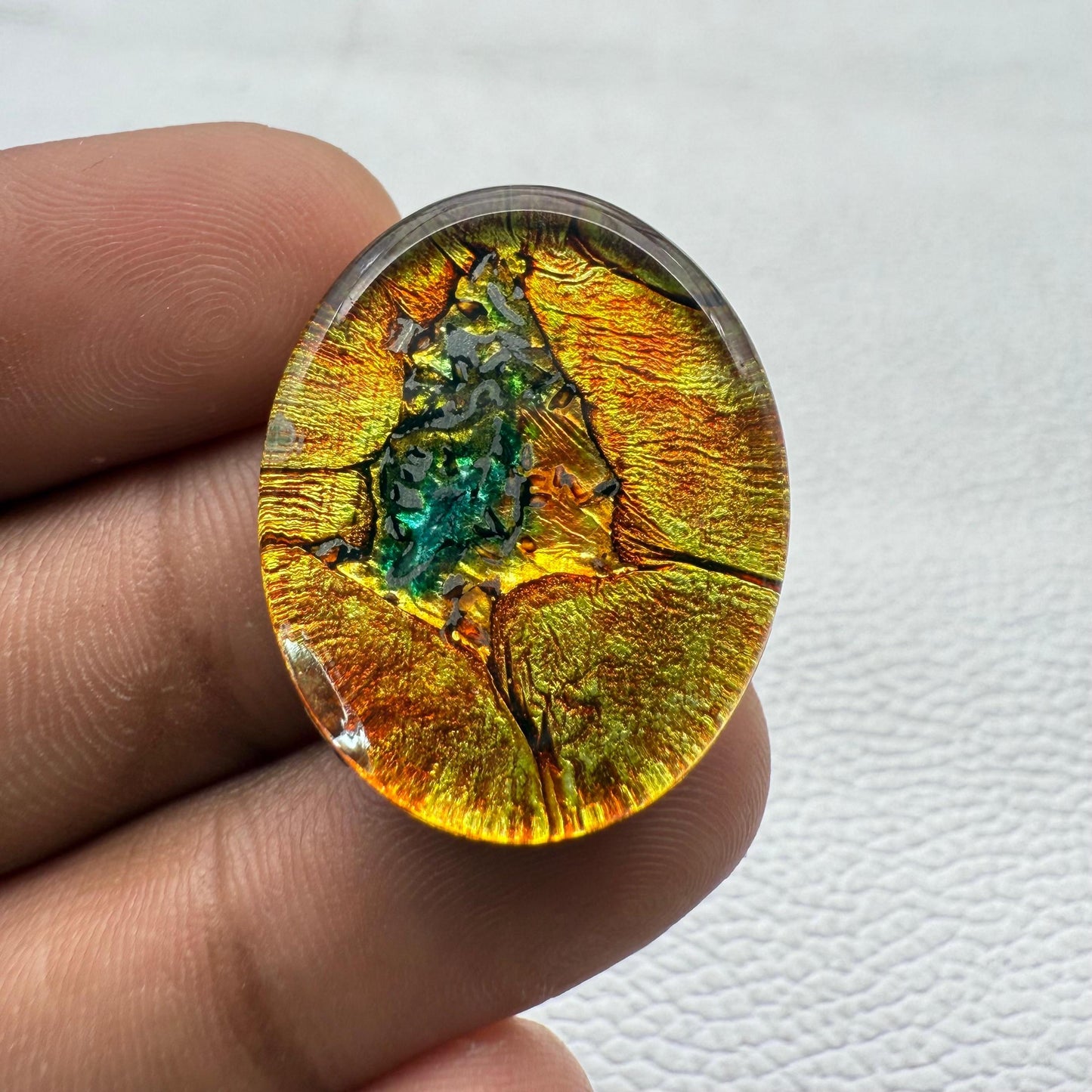 Multi-Color Dico Glass Cabochon: Oval Gemstone for Pendants (29x23x6 mm, 36 Cts)