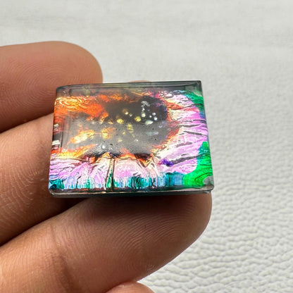 Lab-Grown Multicolor Dico Glass Cushion Cabochon, 24x18x8 mm, 34.1 Cts, Loose Gemstone for Jewelry Making