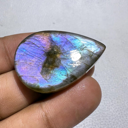 Natural Purple Labradorite Pear Cabochon, 63.3 Cts, Loose Gemstone for Jewelry Making