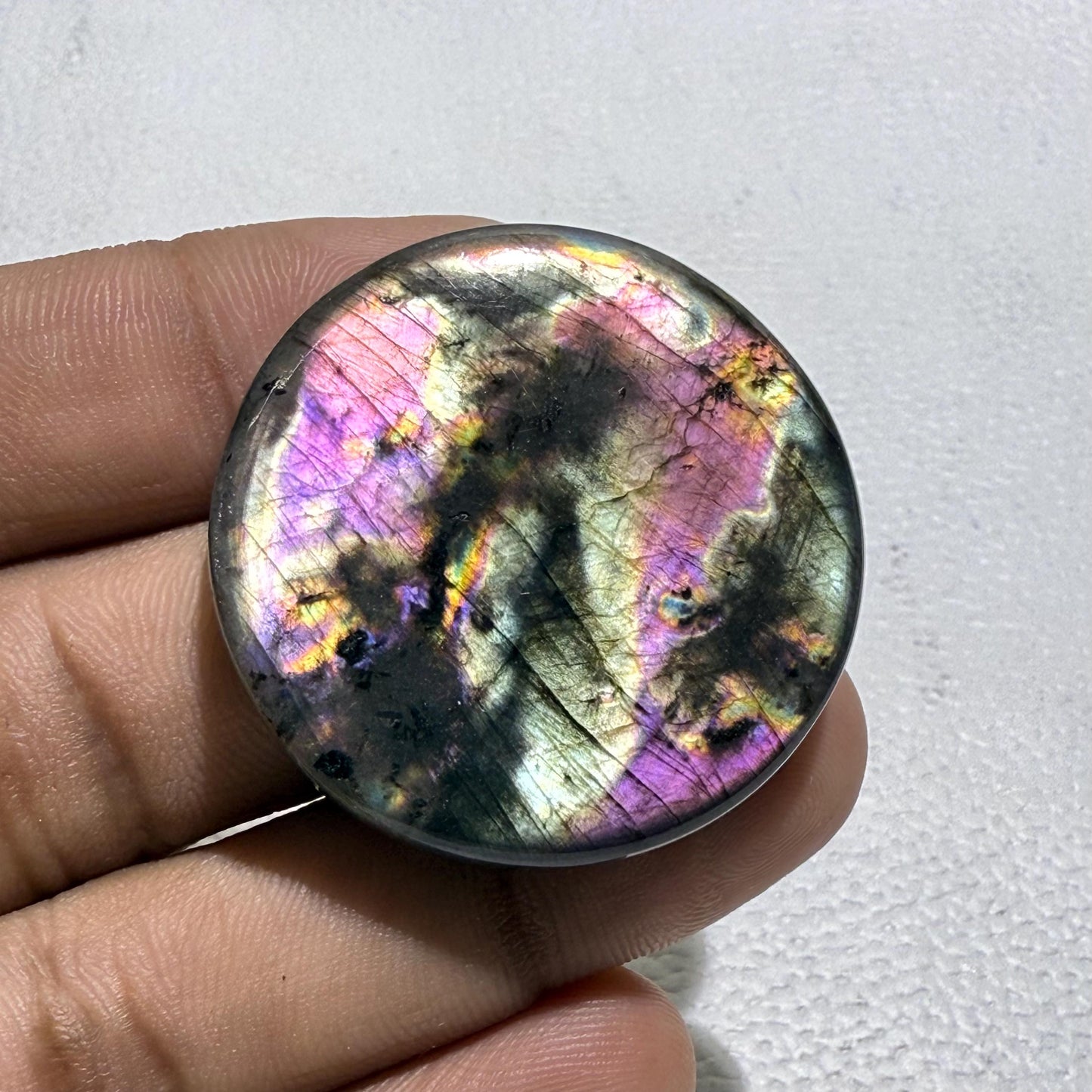 Purple Labradorite Round Cabochon, 36x36x7 MM, Loose Gemstone for Jewelry Making