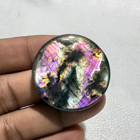 Purple Labradorite Cabochon: Round Loose Gemstone (36x36x7 MM)