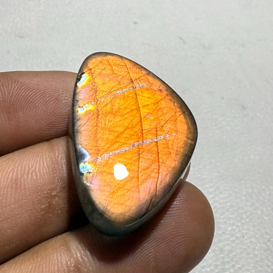 Multicolor Labradorite Cabochon: Natural Loose Gemstone (34x22x7 mm)