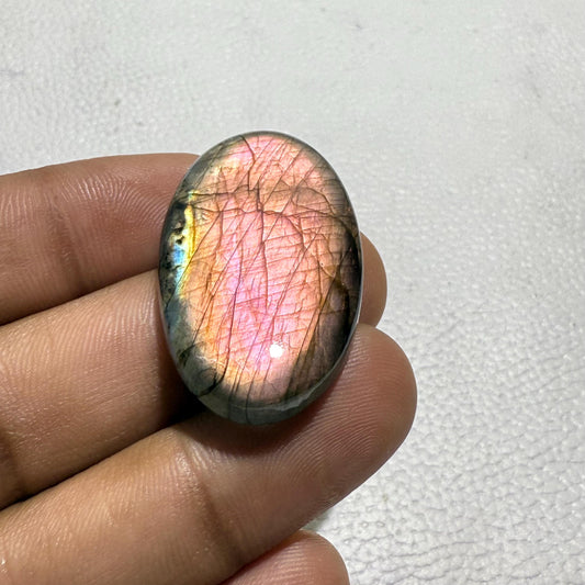 Oval Madagascar Labradorite Cabochon: Purple Gemstone for Jewelry