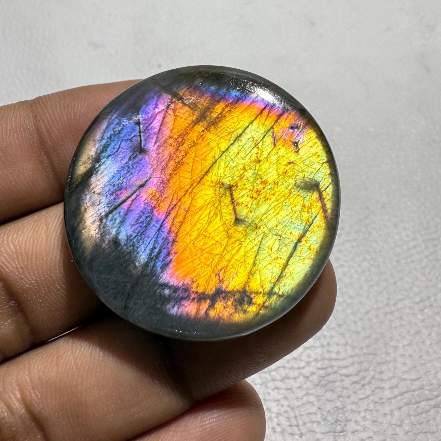 Purple Flash Labradorite Cabochon, - 38X38X7 MM, - 96.2 Cts, Loose Gemstone for Jewelry Making