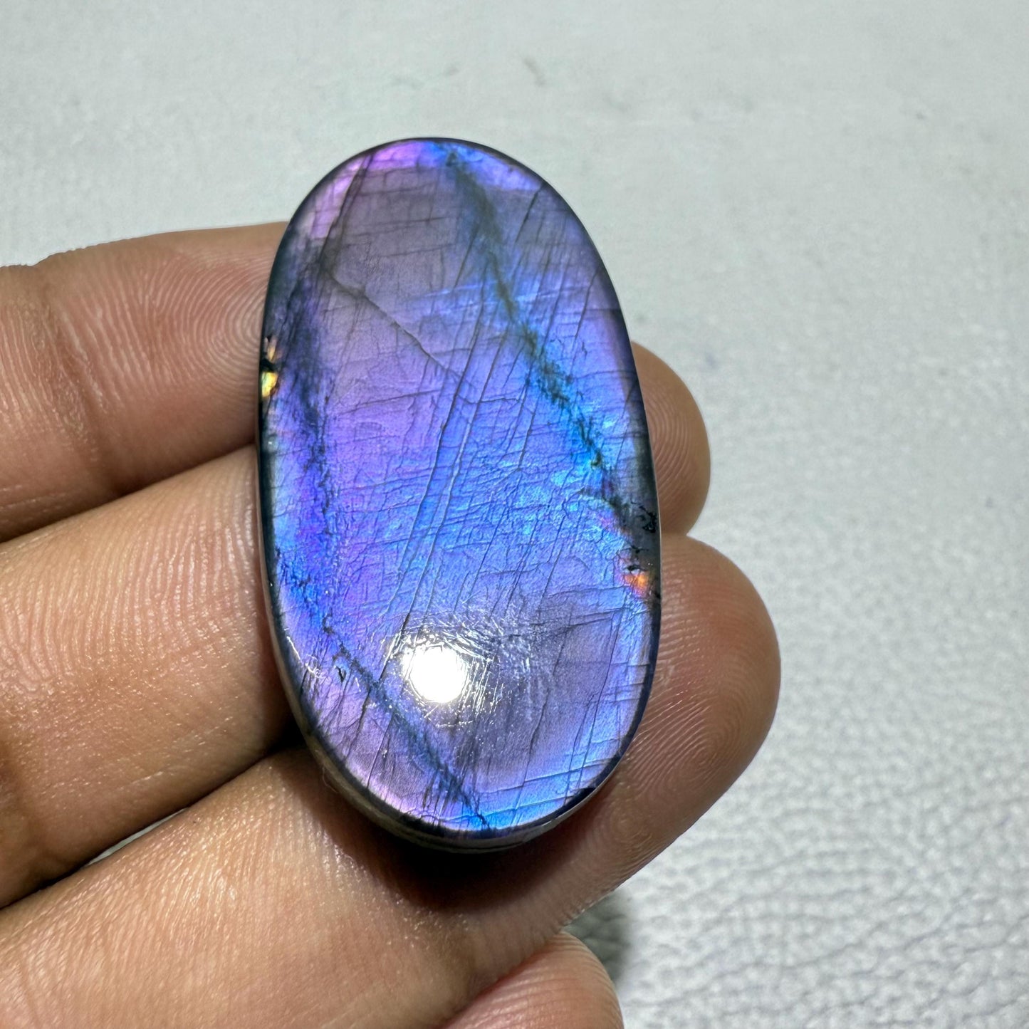 Natural Purple Labradorite Oval Cabochon, 42x22x6 MM, Loose Gemstone for Jewelry Making