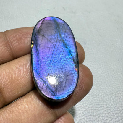 Natural Purple Labradorite Oval Cabochon, 42x22x6 MM, Loose Gemstone for Jewelry Making