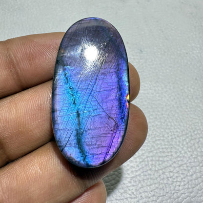 Natural Purple Labradorite Oval Cabochon, 42x22x6 MM, Loose Gemstone for Jewelry Making