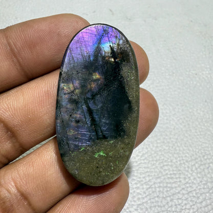 Natural Purple Labradorite Oval Cabochon, 42x22x6 MM, Loose Gemstone for Jewelry Making