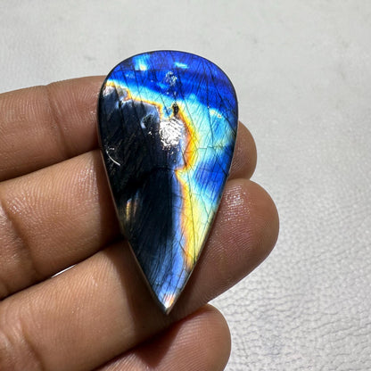 Natural Multicolor Labradorite Pear Cabochon, - 46x27x8.5 mm, - 87.4 Cts, Jewelry Making Gemstone
