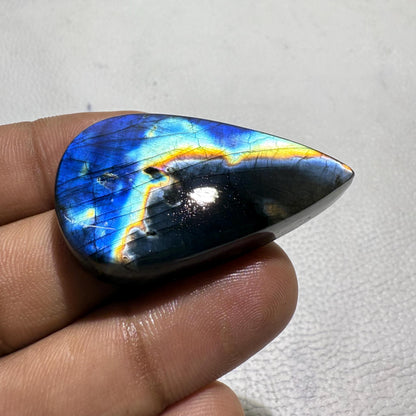 Natural Multicolor Labradorite Pear Cabochon, - 46x27x8.5 mm, - 87.4 Cts, Jewelry Making Gemstone