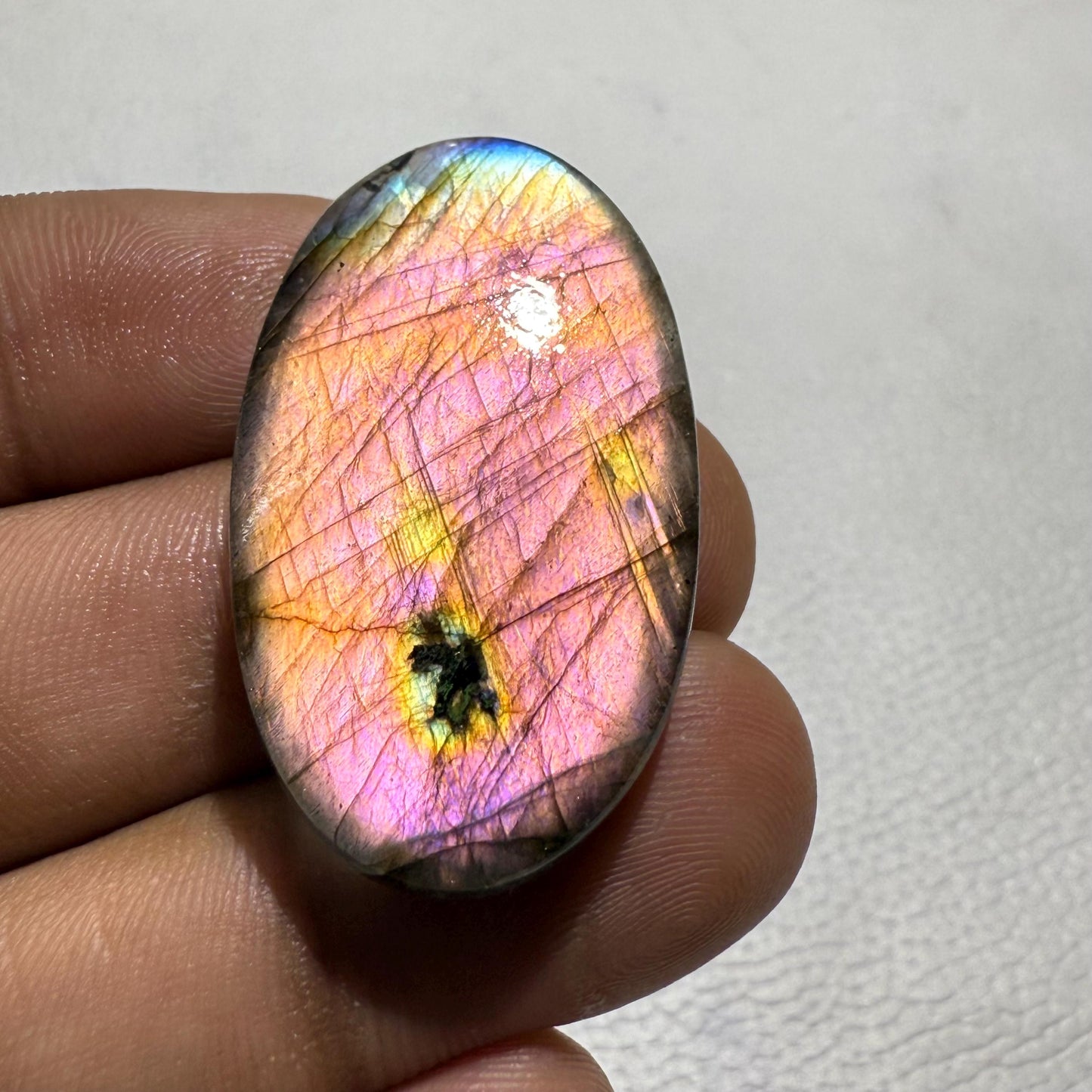 Purple Labradorite Oval Cabochon, 37x22x6 mm, Loose Gemstone for Jewelry Making