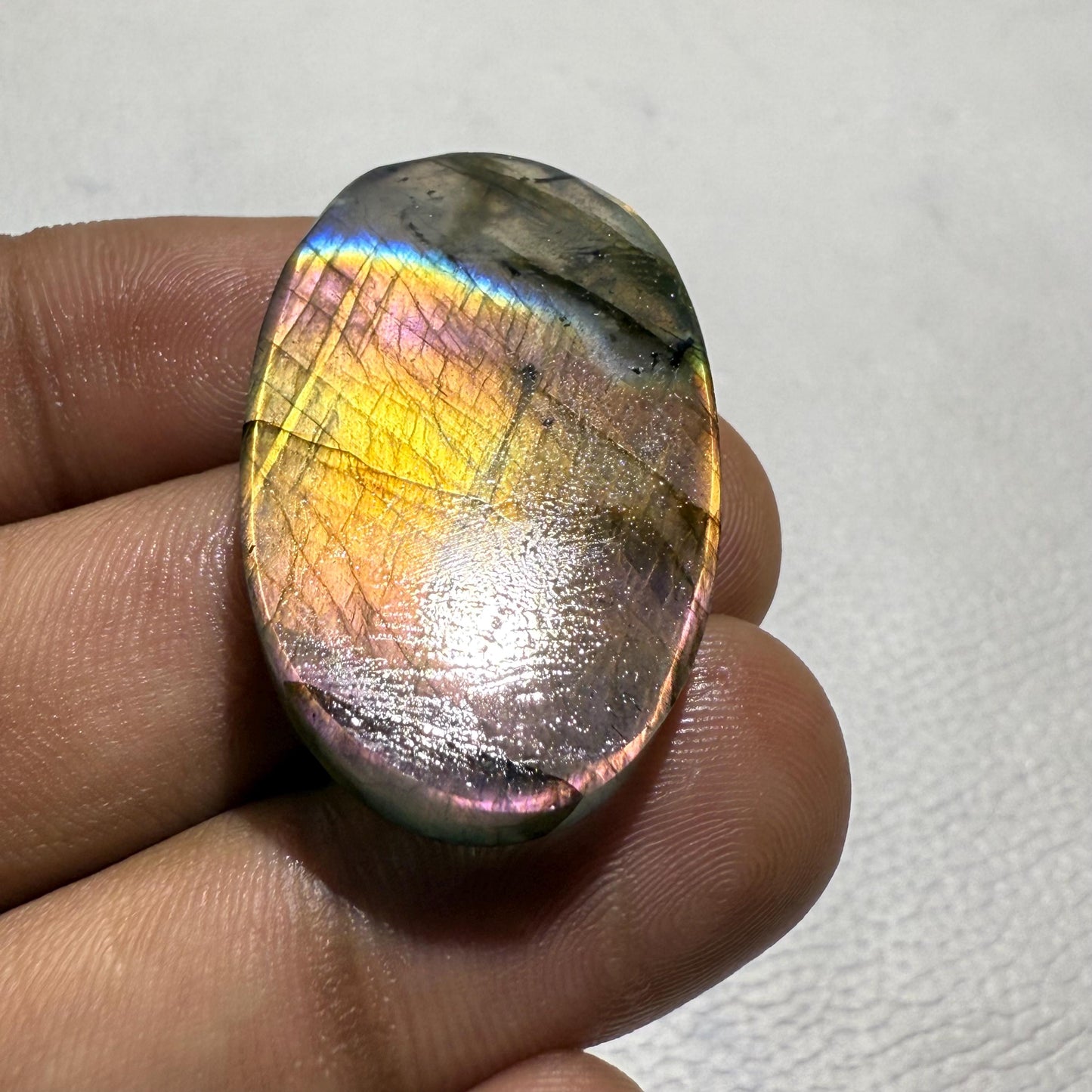 Purple Labradorite Oval Cabochon, 37x22x6 mm, Loose Gemstone for Jewelry Making