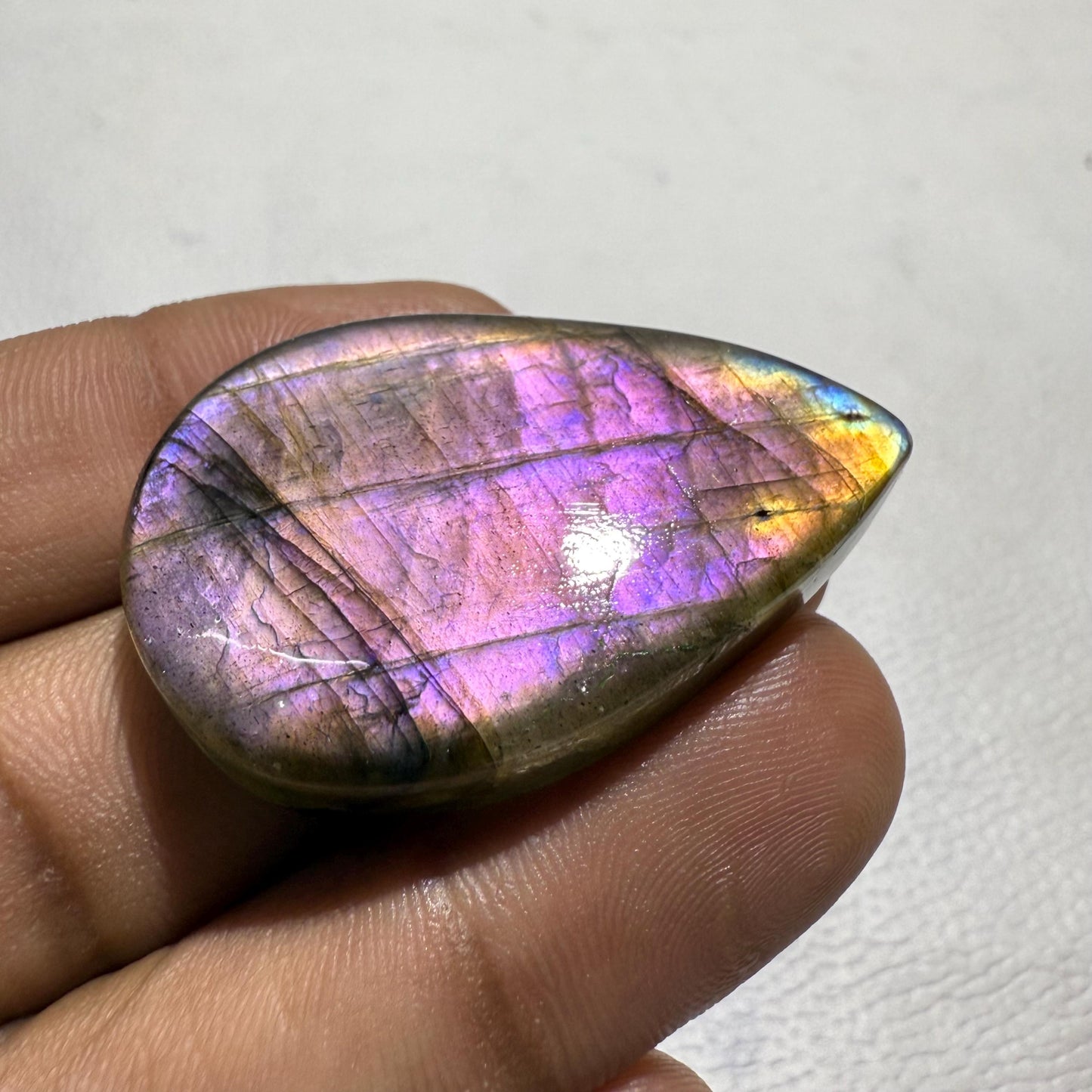 Natural Purple Flash Labradorite Pear Cabochon, Loose Gemstone for Jewelry Making