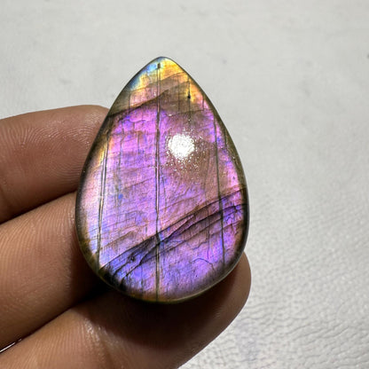 Natural Purple Flash Labradorite Pear Cabochon, Loose Gemstone for Jewelry Making