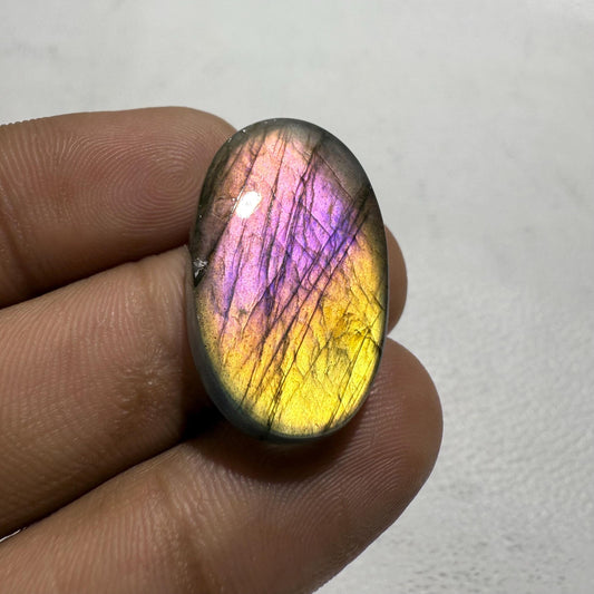 Authentic Purple Labradorite Cabochon: Multicolor Oval Gemstone, Madagascar