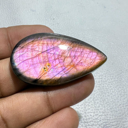 Purple Flash Labradorite Pear Cabochon, 70 Cts, Loose Gemstone for Jewelry Making