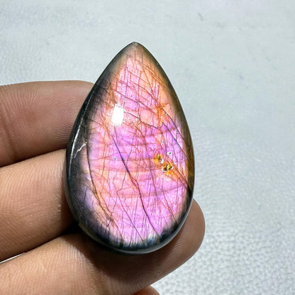 Purple Flash Labradorite Pear Cabochon, 70 Cts, Loose Gemstone for Jewelry Making