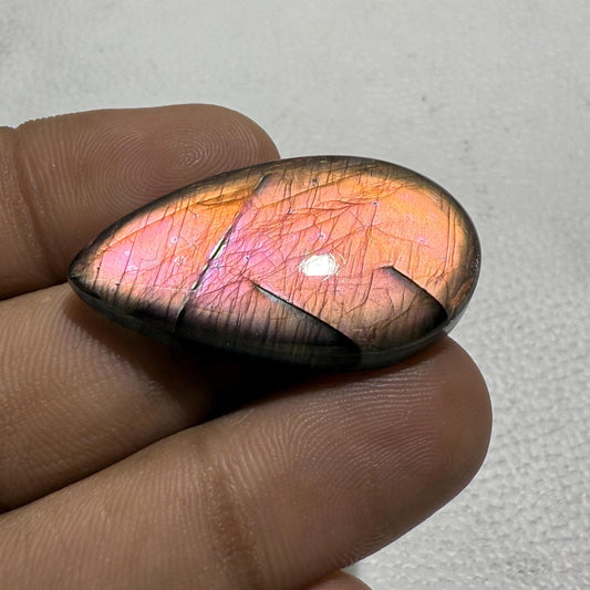 Flashy Purple Pear Labradorite Cabochon, Jewelry Making Gemstone (42.1 Ct)
