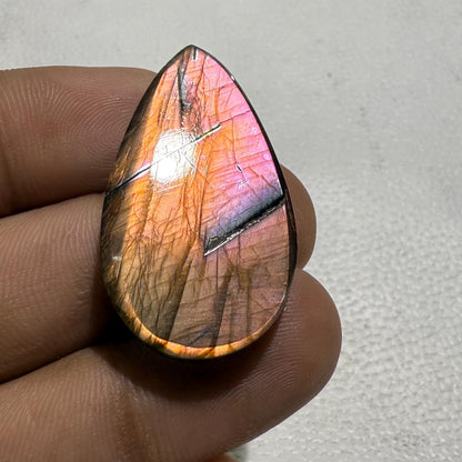 Purple Flash Labradorite Pear Cabochon, 42.1 Ct, Loose Gemstone for Jewelry Making