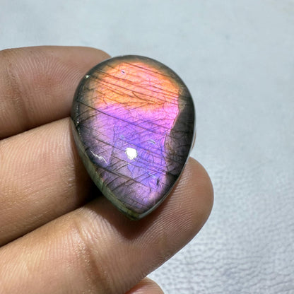Natural Purple Flash Labradorite Oval Cabochon, 33x23x6 MM, 44.1 Carats, Loose Gemstone for Jewelry Making