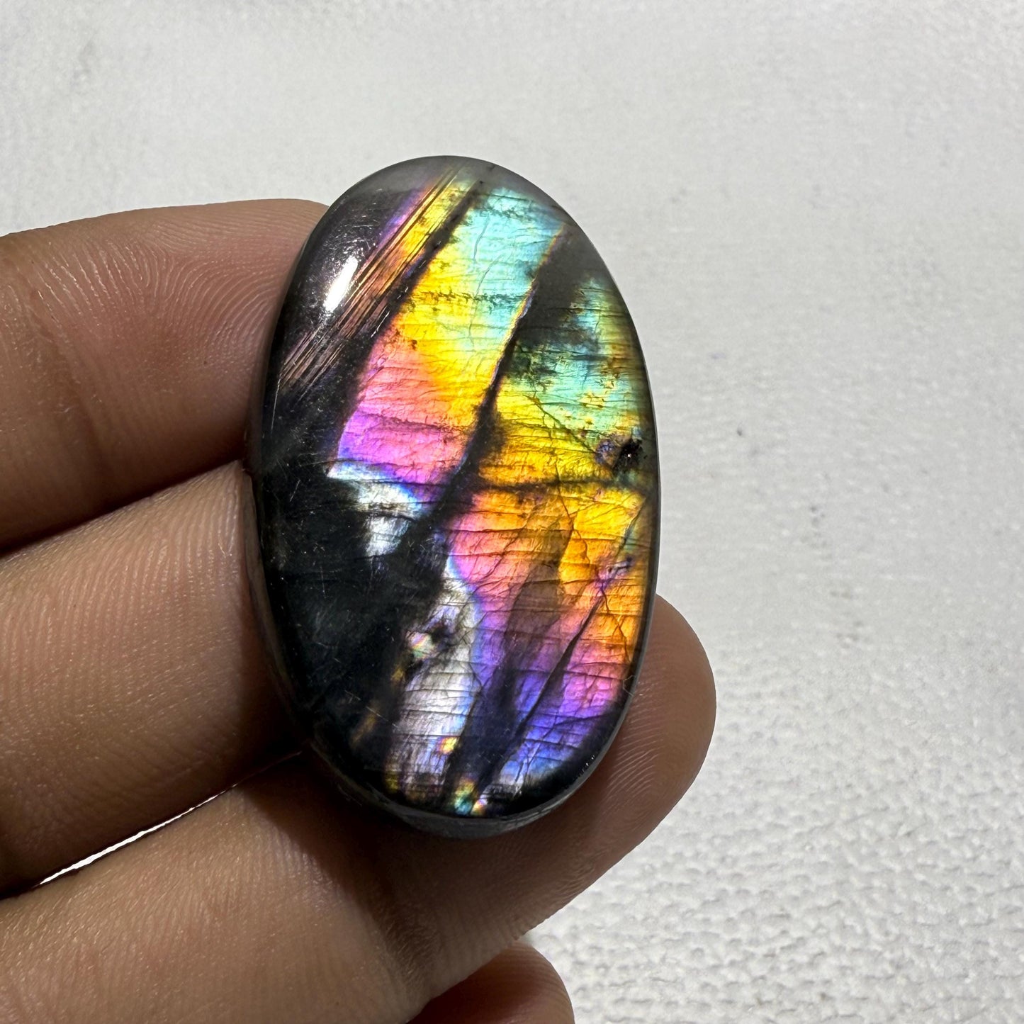 Natural Purple Labradorite Oval Cabochon, 40.5x24x6.5 mm, Loose Gemstone for Jewelry Making