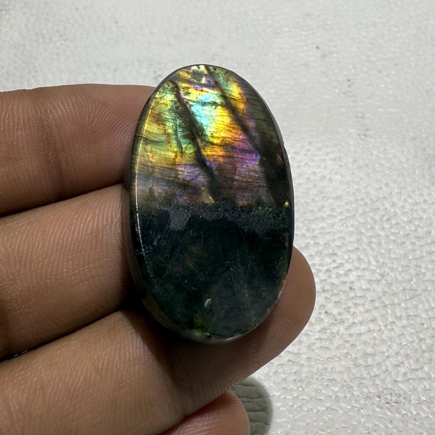 Natural Purple Labradorite Oval Cabochon, 40.5x24x6.5 mm, Loose Gemstone for Jewelry Making