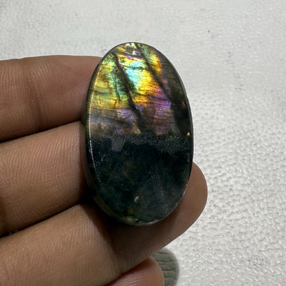 Natural Purple Labradorite Oval Cabochon, 40.5x24x6.5 mm, Loose Gemstone for Jewelry Making