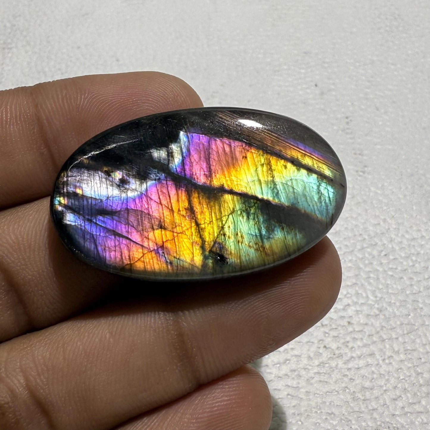 Natural Purple Labradorite Oval Cabochon, 40.5x24x6.5 mm, Loose Gemstone for Jewelry Making