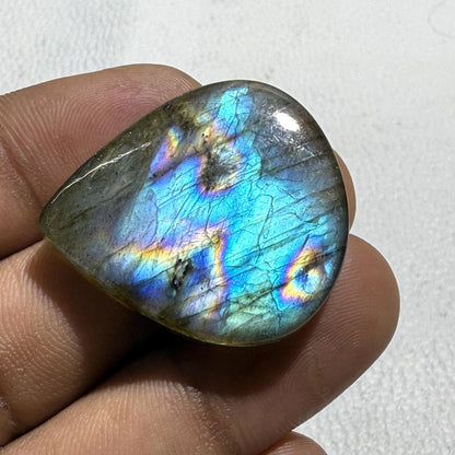 Natural Purple Labradorite Pear Cabochon, - 31.5x29x6 MM, - 48.2 Cts, Jewelry Making Gemstone