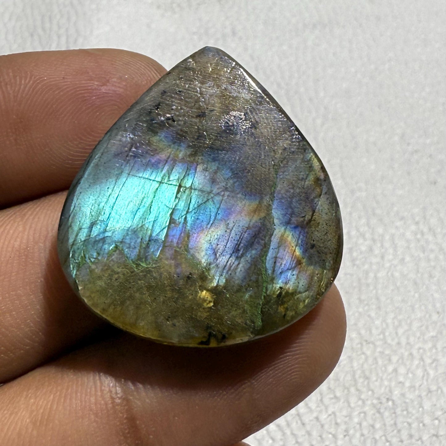 Natural Purple Labradorite Pear Cabochon, - 31.5x29x6 MM, - 48.2 Cts, Jewelry Making Gemstone