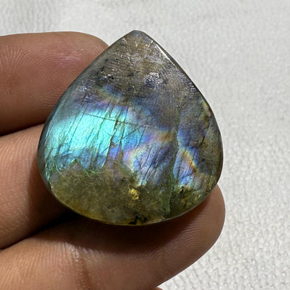Natural Purple Labradorite Pear Cabochon, - 31.5x29x6 MM, - 48.2 Cts, Jewelry Making Gemstone