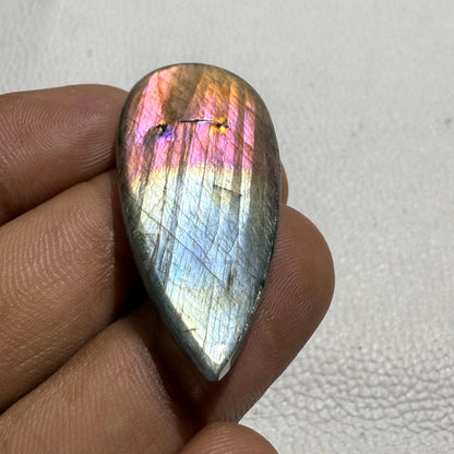 Purple Labradorite Pear Cabochon, - 46x19x5 MM, - 38.7 Cts, Loose Gemstone for Jewelry Making