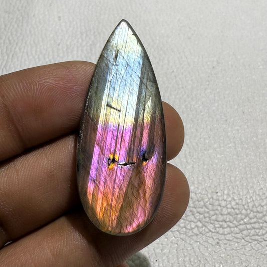 Purple Labradorite Cabochon: Pear Gemstone for Jewelry Making