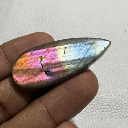 Purple Labradorite Pear Cabochon, - 46x19x5 MM, - 38.7 Cts, Loose Gemstone for Jewelry Making