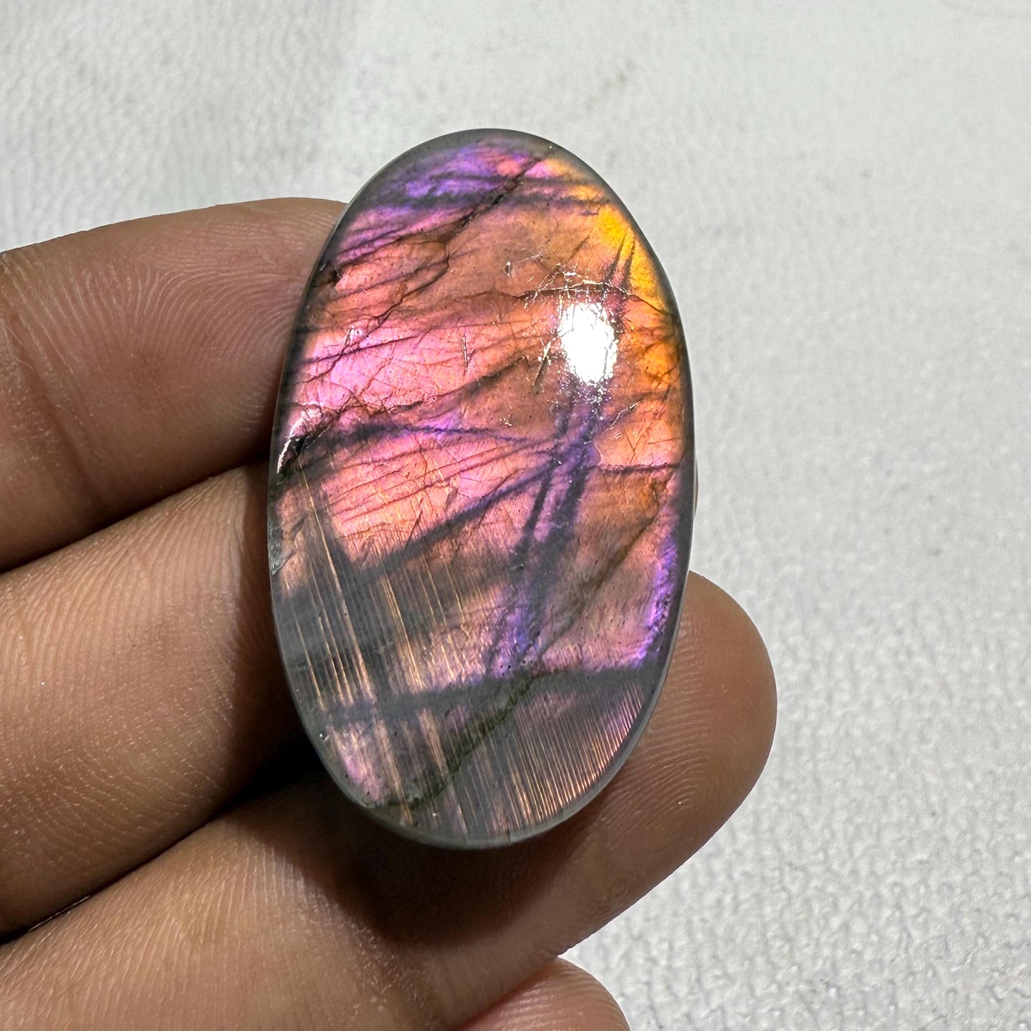 Natural Purple Labradorite Oval Cabochon, - 40x22.5x6 MM, - 54 Cts, Jewelry Making Gemstone