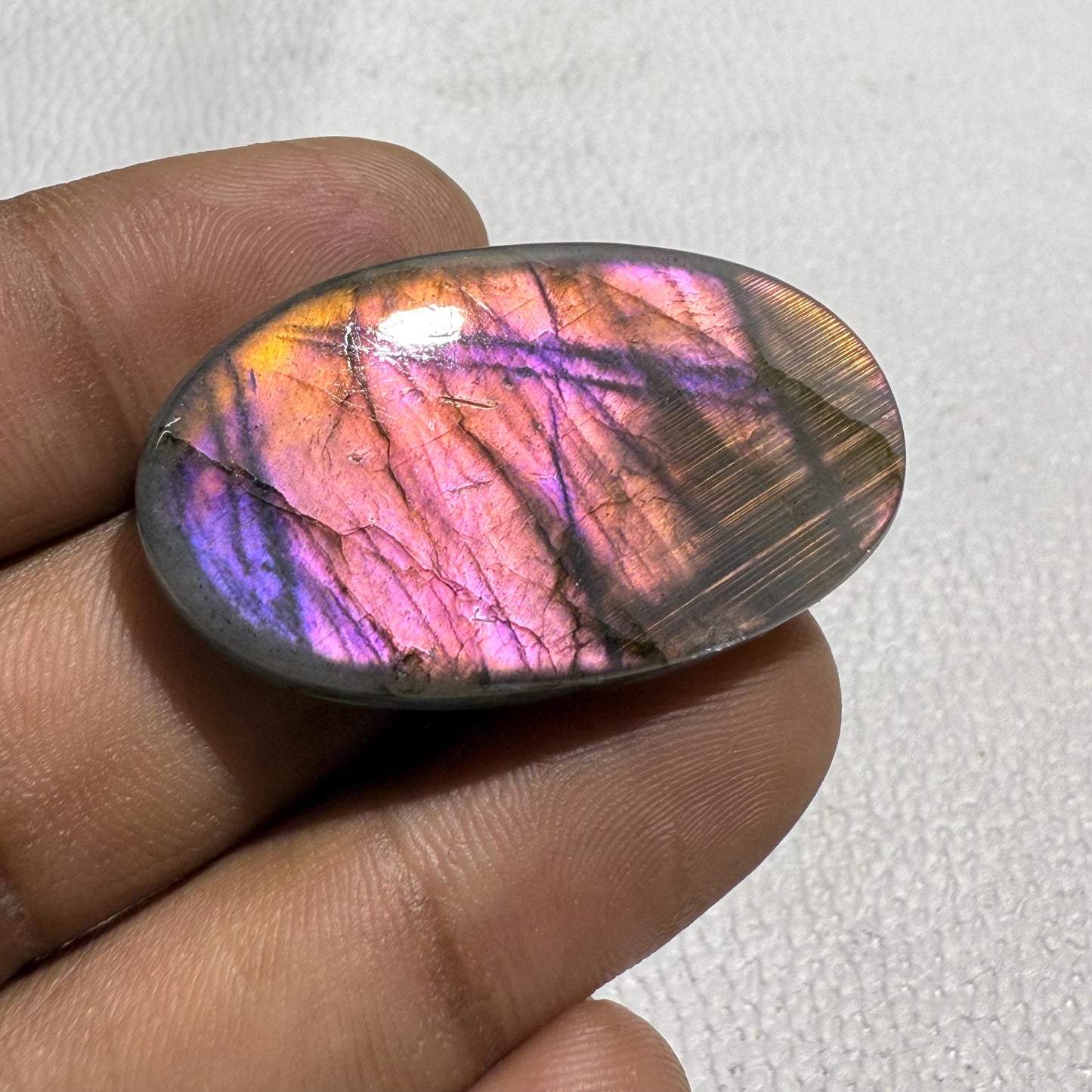 Natural Purple Labradorite Oval Cabochon, - 40x22.5x6 MM, - 54 Cts, Jewelry Making Gemstone
