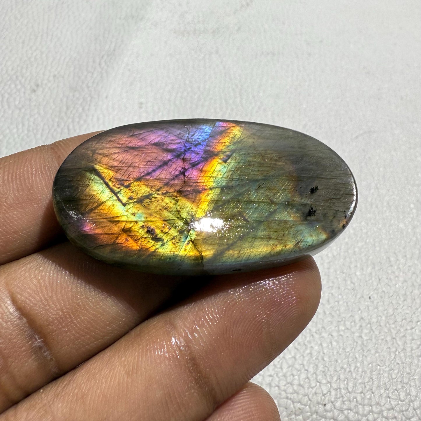 Natural Multicolor Labradorite Oval Cabochon, 48x26x7 mm, Loose Gemstone for Jewelry Making