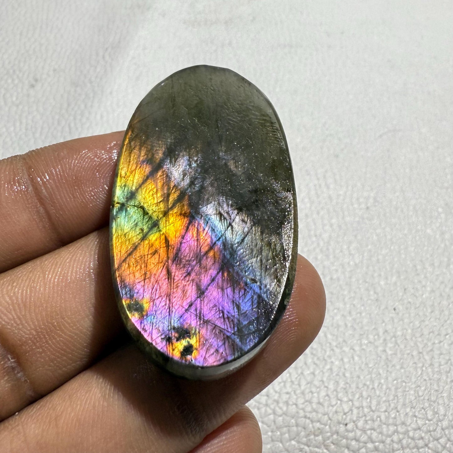 Natural Multicolor Labradorite Oval Cabochon, 48x26x7 mm, Loose Gemstone for Jewelry Making