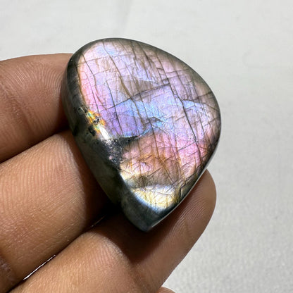 Natural Purple Labradorite Pear Cabochon, 40x33x7mm, Loose Gemstone for Jewelry Making