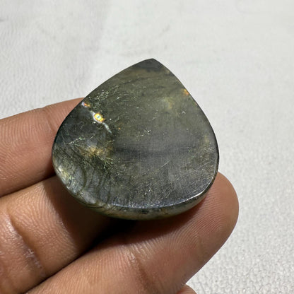Natural Purple Labradorite Pear Cabochon, 40x33x7mm, Loose Gemstone for Jewelry Making