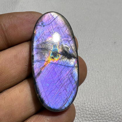 Natural Purple Labradorite Pear Cabochon, 45x21x6 mm, 58.5 Cts, Loose Gemstone for Jewelry Making