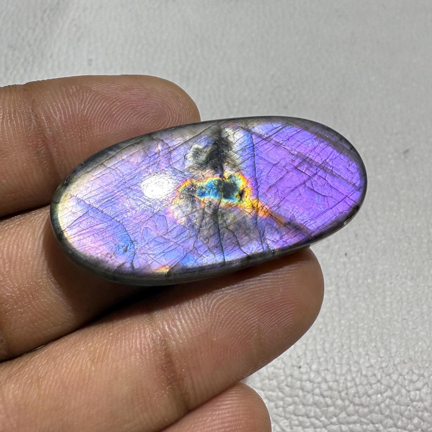 Natural Purple Labradorite Pear Cabochon, 45x21x6 mm, 58.5 Cts, Loose Gemstone for Jewelry Making
